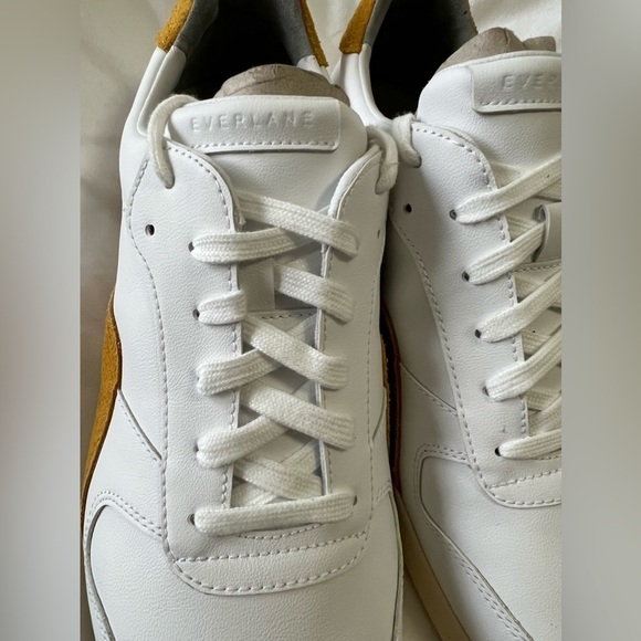 Everlane ReLeather Court Sneaker | White/Mustard Size W/14 M/12 New main image 4